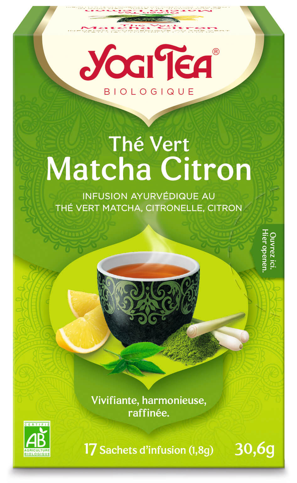 Yogi thé Vert matcha citron bio 17 sachets